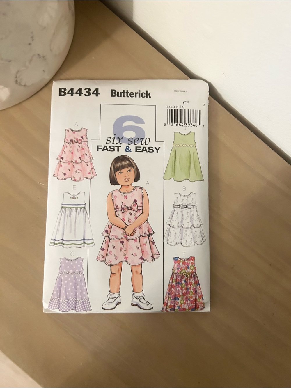 Vintage Butterick B4434 Toddlers & Girls Dress Sewing Pattern Sizes 4-5-6 Uncut